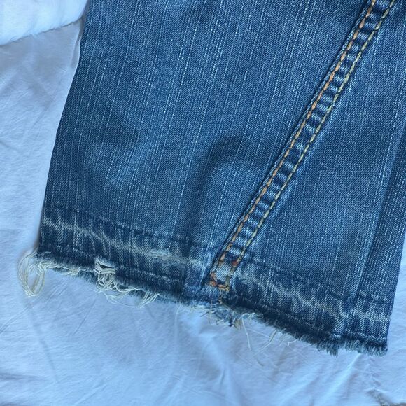 True Religion Bobby Super T Jeans 29 Made in USA Distressed Raw Hem Thick Stitch - Picture 8 of 14
